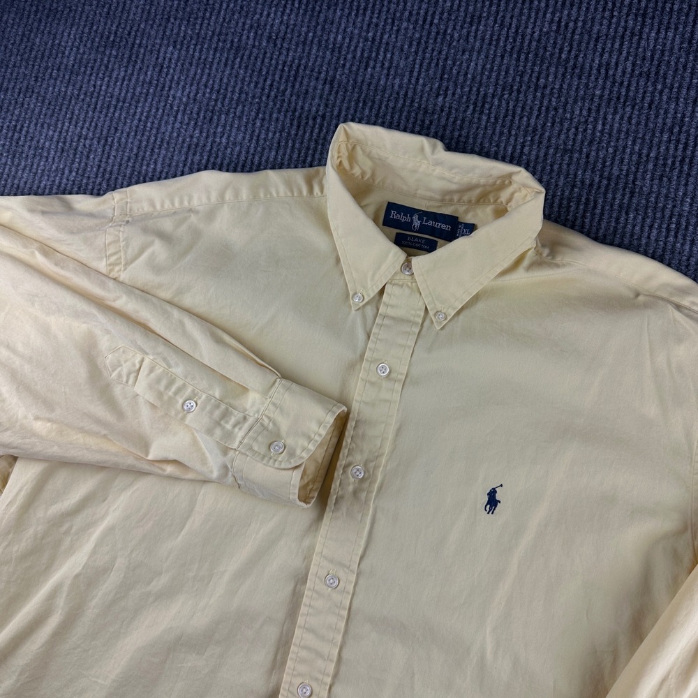 Ralph Lauren Blake Shirt Mens XL Yellow Cotton Long Sleeve Button Down Pony Logo